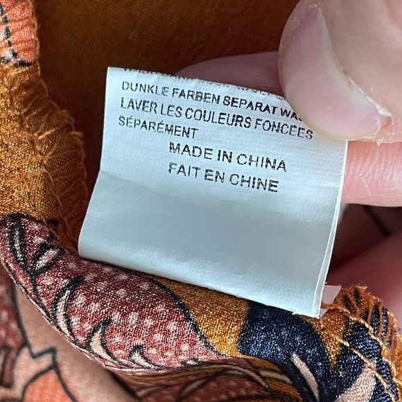 Cantonwalker Women Satin Slip Dress XS Cowl Neck Orange Floral Slit Sexy 90s Y2K - Picture 10 of 16